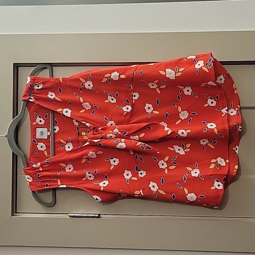 Cabi Red Floral Blouse